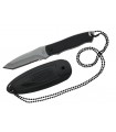 Herbertz 103407 Couteau, lame semi-dentée 7 cm forme tanto acier 420, manche plaquettes noires