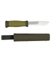 Morakniv 10629 Poignard Mora 2000 , lame 11 cm inox, manche gomme vert, étui rigide vert kaki.