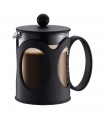 Bodum 10683.01 Cafetière verre BODUM KENYA à piston, 0,5 litre (4 tasses), filtre inox, habillage noir.