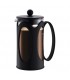 Bodum 10685.01 Cafetière verre BODUM KENYA à piston, 1 litre (8 tasses), filtre inox, habillage noir.