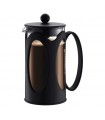 Bodum 10685.01 Cafetière verre BODUM KENYA à piston, 1 litre (8 tasses), filtre inox, habillage noir.