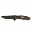 Crossnar 10945 Couteau,  lame noire acier 440, manche 12 cm aluminium « gouttelettes », décor scorpion