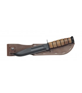 Ka-bar 1217 Poignard U.S.M.C., lame noire phosphatée 17 cm, manche et étui cuir.
