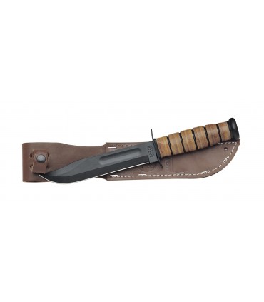 Ka-bar 1217 Poignard U.S.M.C., lame noire phosphatée 17 cm, manche et étui cuir.