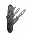 Herbertz 130926 Jeu de 3 couteaux lancer HERBERTZ noirs, tout acier 420, lames 8, 10 et 12 cm, étui nylon.
