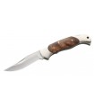 Herbertz 163112 Couteau, lame acier 420 à cran, manche de 12 cm en bois de racine