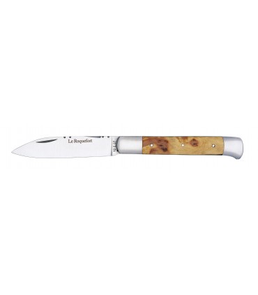 Régionaux 1835 Couteau Roquefort, lame acier inox 12C27 dos guilloché, manche 11,5 cm genévrier plaqué sur ébène
