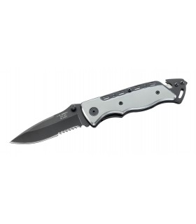 Herbertz 210211 Couteau,  lame semi-dentée acier 420, manche 12 cm aluminium