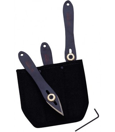 Cudeman 2180 jeu de 3 couteaux, noir tout inox, lame 4 cm