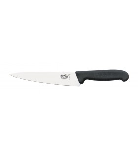 Victorinox 5.2003.25 Couteau éminceur/cuisine, lame 25 cm inox, manche fibrox noir.