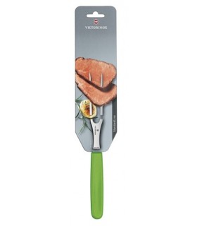 Victorinox 5.2106.15l4b Fourchette chef, lame 15 cm inox, manche polypropylène vert, sur carte.