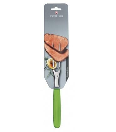 Victorinox 5.2106.15l4b Fourchette chef, lame 15 cm inox, manche polypropylène vert, sur carte.