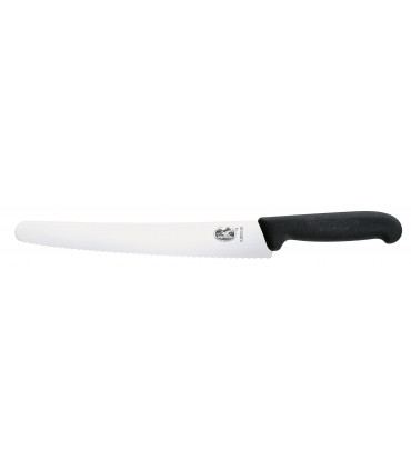 Victorinox 5.2933.26 Couteau pâtissier/traiteur, lame à dents 26 cm inox, manche fibrox noir.