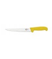 Victorinox 5.5508.20 Couteau saigner/découper, lame 20 cm inox, dos droit, manche fibrox jaune.