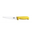 Victorinox 5.5608.14 Couteau désosser/saigner, lame 14 cm inox, pointe milieu, manche fibrox jaune.