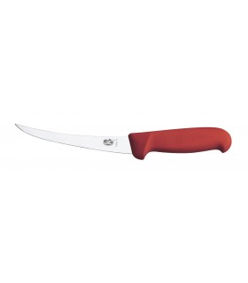 Victorinox 5.6601.15 Couteau désosser, lame étroite 15 cm inox, dos renversé, manche fibrox rouge.