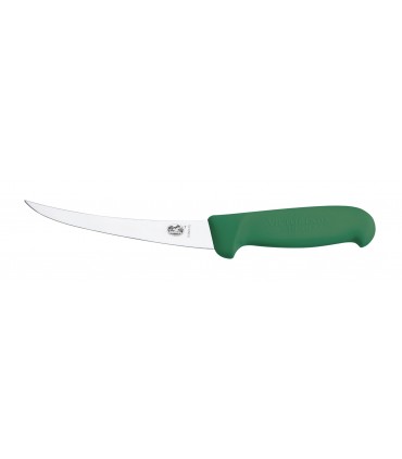 Victorinox 5.6604.15 Couteau désosser, manche fibrox vert, lame dos renversé étroite, 15 cm inox.