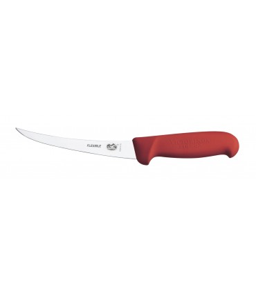 Victorinox 5.6611.15 Couteau désosser, lame étroite flexible 15 cm inox, dos renversé, manche fibrox rouge.