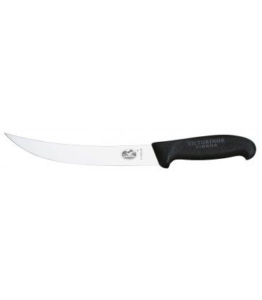 Victorinox  5.7203.25 Couteau abattre/boucher, lame étroite 25 cm inox, dos renversé, manche fibrox noir.