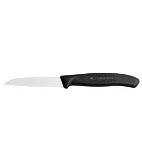 Victorinox 6.7433 Boite de 20 Couteau office, lame crantée 8 cm inox pointe rabattue, manche polypropylène noir.