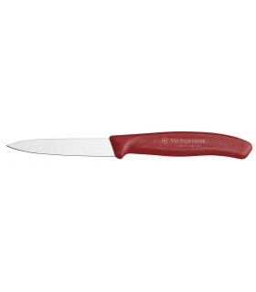Victorinox 6.7601 Boite de 20 Couteau office, lame 8 cm inox, pointe milieu, manche polypropylène rouge.