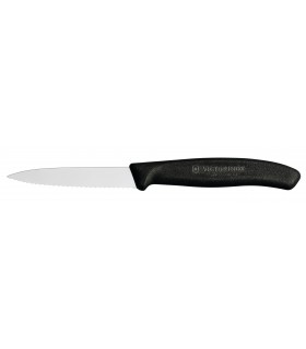 Victorinox 6.7633 Boite de 20 Couteau office, lame crantée 8 cm inox, pointe milieu, manche polypropylène noir.