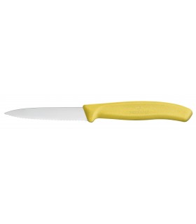 Victorinox 6.7636.l118 Boite de 20 Couteau office, lame crantée 8 cm inox, pointe milieu, manche polypropylène jaune