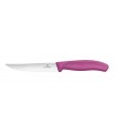 Victorinox 6.7936.12l5 Boite de 6 Couteau pizza/steak « gourmet », lame crantée 12 cm inox, manche polypropylène rose