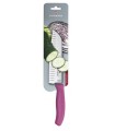 Victorinox 6.8526.17l5b Couteau Santoku, lame alvéolée 17 cm inox, manche polypropylène rose, sur carte.