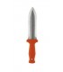 Manufacturer 60 Couteau de jardin lame large 16 cm inox, concave et à dents, manche nylon orange.