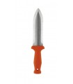 Manufacturer 60 Couteau de jardin lame large 16 cm inox, concave et à dents, manche nylon orange.