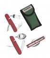 Herbertz 618412 Couteau Camping manche 11 cm rouge démontable en 2 éléments de chacun 3 pièces, soit 6 pièces inox, en étui.