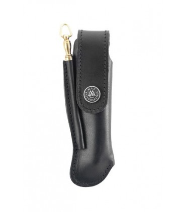 Max Capdebarthes 67312 Etui cuir noir, port vertical pour Laguiole tous modèles de 12 cm de manche. Avec fusil de poche réf. 260