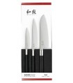 Kaï 67s.310 Coffret 3 couteaux Wasabi black (universel 10 cm et 15 cm, santoku 16,5 cm). Manche  Polypropylène Noir