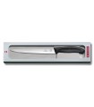Victorinox 6.8713.20g Couteau Santoku Dénerver/A Filet de Sole, lame flexible 20 cm inox, manche polypropylène noir, sur carte.