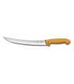 Victorinox 5.8435.22 Couteau de boucher, lame étroite 22 cm inox, dos renversé, manche grillon® jaune.