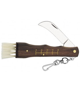 Herbertz 251411 Couteau, lame 7,5 cm spéciale inox, manche 11 cm bois avec échelle, brosse en bout et mousqueton