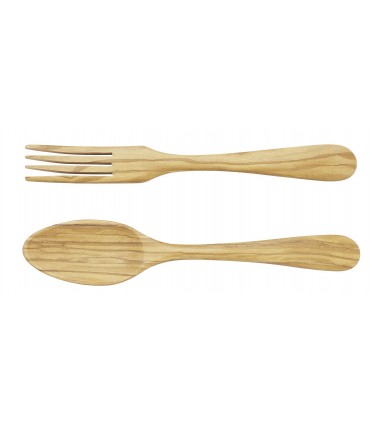 Manufacturer 252 Couvert à salade 2 pièces, olivier. Longueur totale : 25 cm.