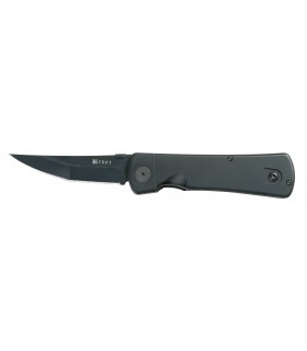 Crkt 2903.cr Couteau Hissatsu,  lame acier AUS 8 revêtement noir anti-corrosion, manche 13 cm nylon/fibre de verre noir