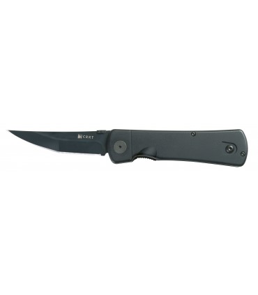 Crkt 2903.cr Couteau Hissatsu,  lame acier AUS 8 revêtement noir anti-corrosion, manche 13 cm nylon/fibre de verre noir