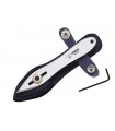 Cudeman 3179 Couteau, tout inox, lame 4 cm, étui cuir avec clé (longueur totale : 15 cm).
