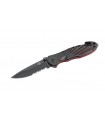 Puma Tec 319911 Couteau, lame noire semi-dentée acier 420, manche 11 cm aluminium noir genre squelette, platines rouge