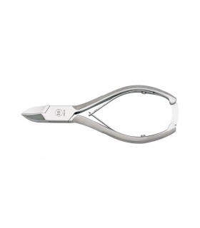 Hb 4401 Pince a ongles  14 cm, acier français inox, mors concaves, branches quadrillées, double ressort et fermoir automatique