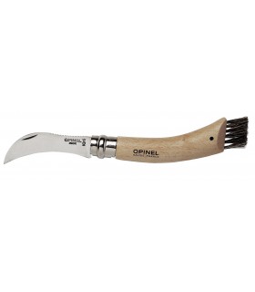 Opinel  955 Couteau A Champignon, lame 8,5 cm inox, manche 11 cm hêtre avec brosse en bout.