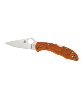 Spyderco c11fpor Couteau Delica,lame acier VG-10 à cran, profil plat, manche 11 cm nylon/fibre de verre orange,