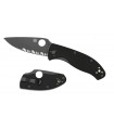 Spyderco c122gbbkps Couteau Tenacious, lame noire semi-dentée acier 8Cr13MoV, profil plat, manche 11 cm G10 noir