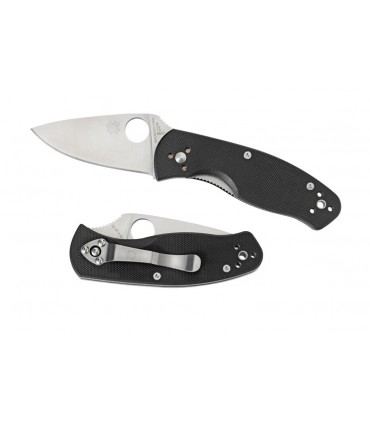 Spyderco c136gp Couteau Persistence, lame acier 8Cr13MoV à cran intérieur, profil plat, manche 10,5 cm G10 noir