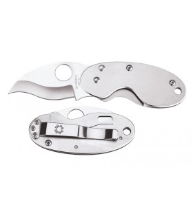 Spyderco c29p Couteau Criket, lame Reverse "S" acier VG-10 à cran intérieur, profil évidé, manche 7 cm inox