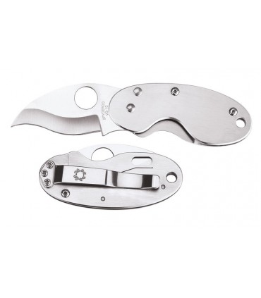 Spyderco c29p Couteau Criket, lame Reverse "S" acier VG-10 à cran intérieur, profil évidé, manche 7 cm inox