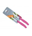 Victorinox 6.7606.l115b Carte de 2 couteaux office, lame 8 cm inox, pointe milieu, manche polypropylène rose